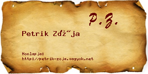 Petrik Zója névjegykártya